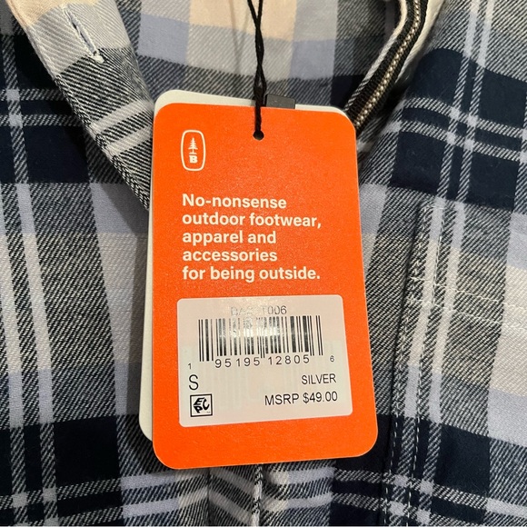 Flannel shirt size small new women’s blue pink plaid bass outdoor long sleeve - Picture 5 of 6